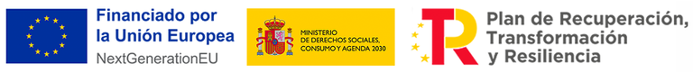 Logos: Financiado por la Unión Europea NextGeneratión EU, Ministerio de Derechos Sociales Consumo y Agenda 2030, Plan de Recuperación, Transformación y Resiliencia